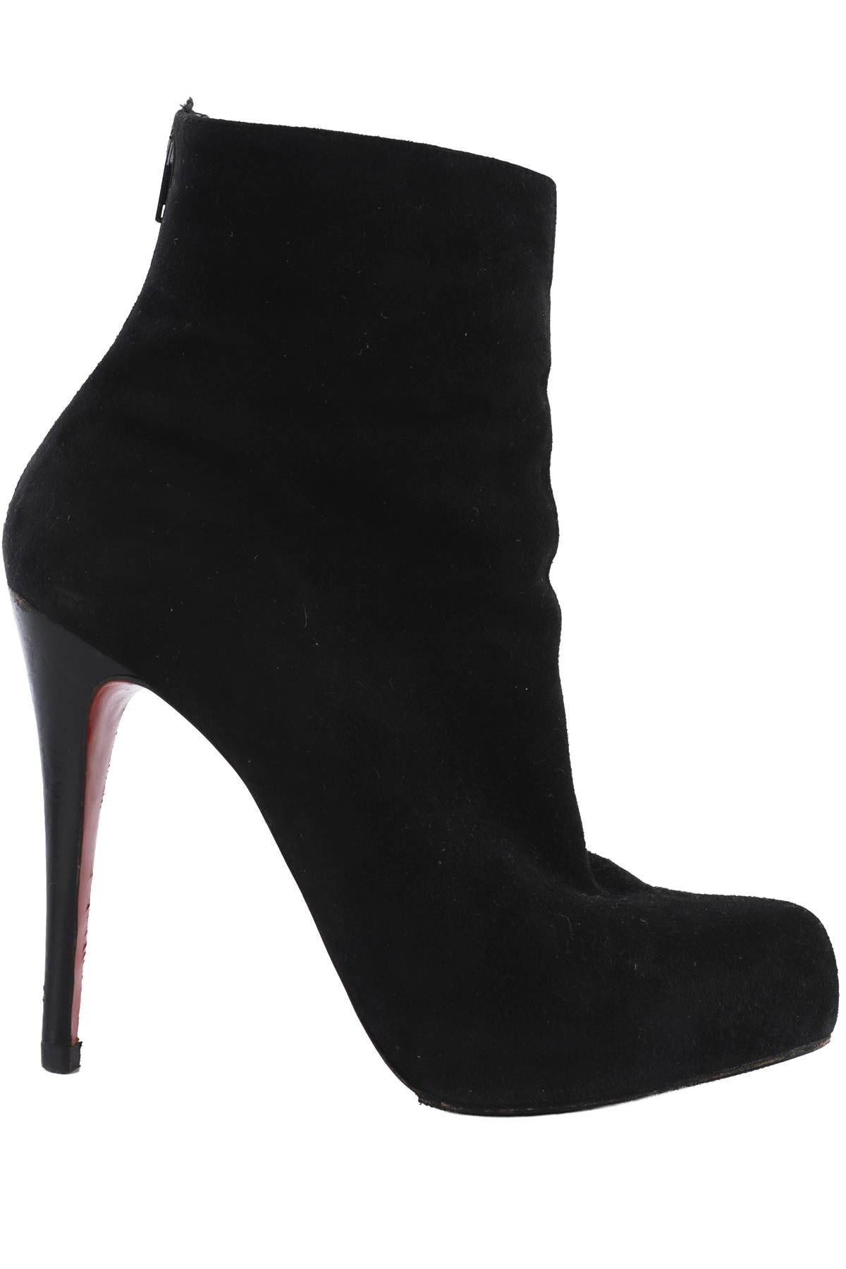 BLACK SUEDE PLATFORM ANKLE BOOTS