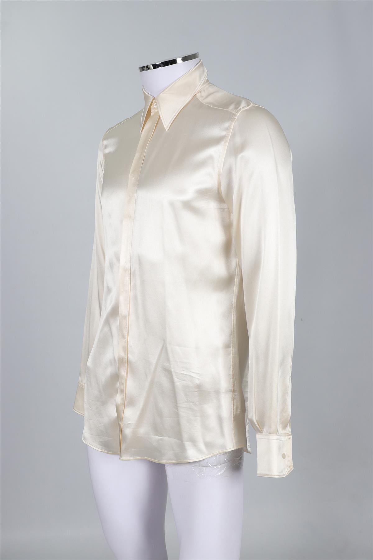 DOLCE & GABANNA IVORY MEN'S MARTINI SILK SHIRT EU 39 UK 38