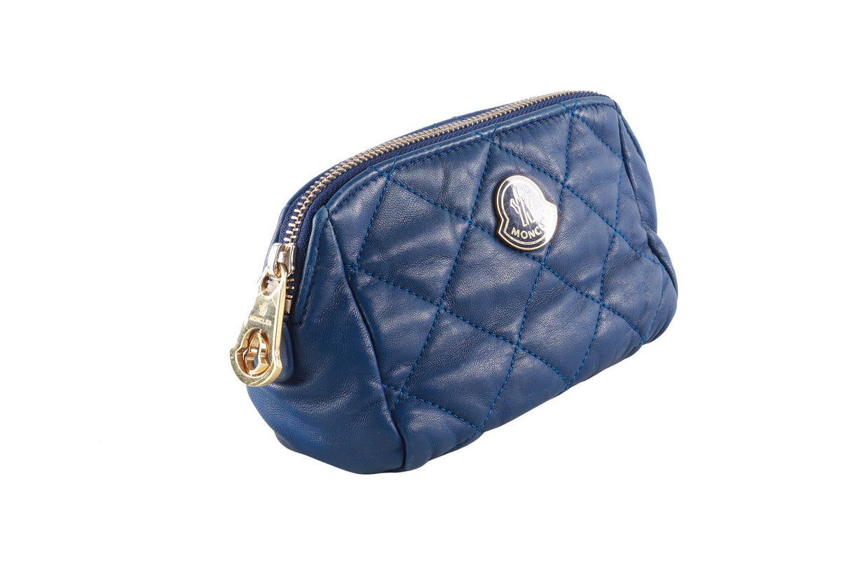 MONCLER BLUE LEATHER POUCH