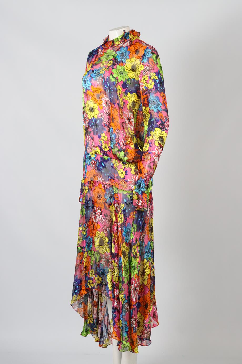 PREEN BY THORNTON BREGAZZI FLORAL PRINT SATIN MAXI DRESS MEDIUM