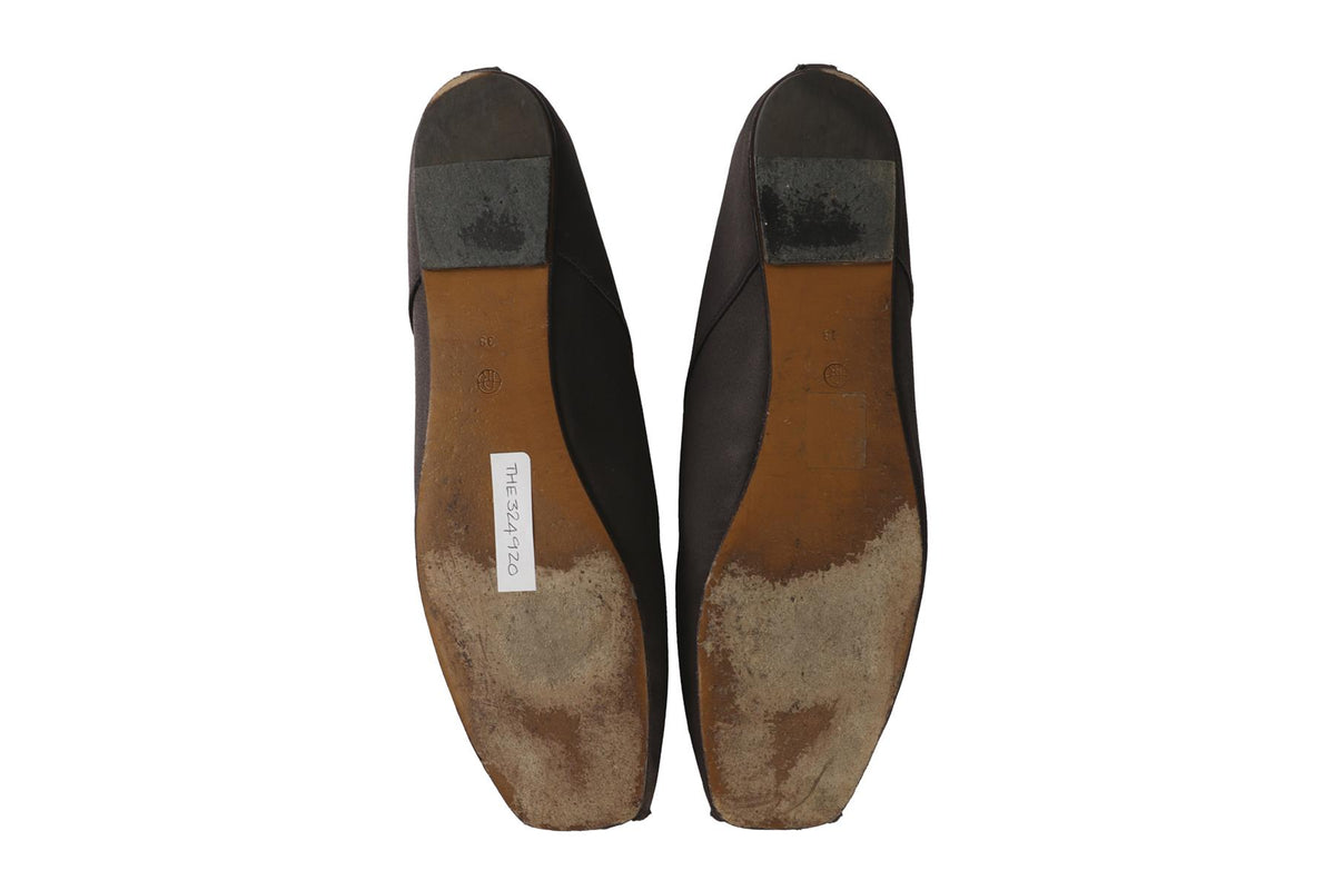 THE ROW GREY SATIN BALLET FLATS EU 38 UK 5 US 8