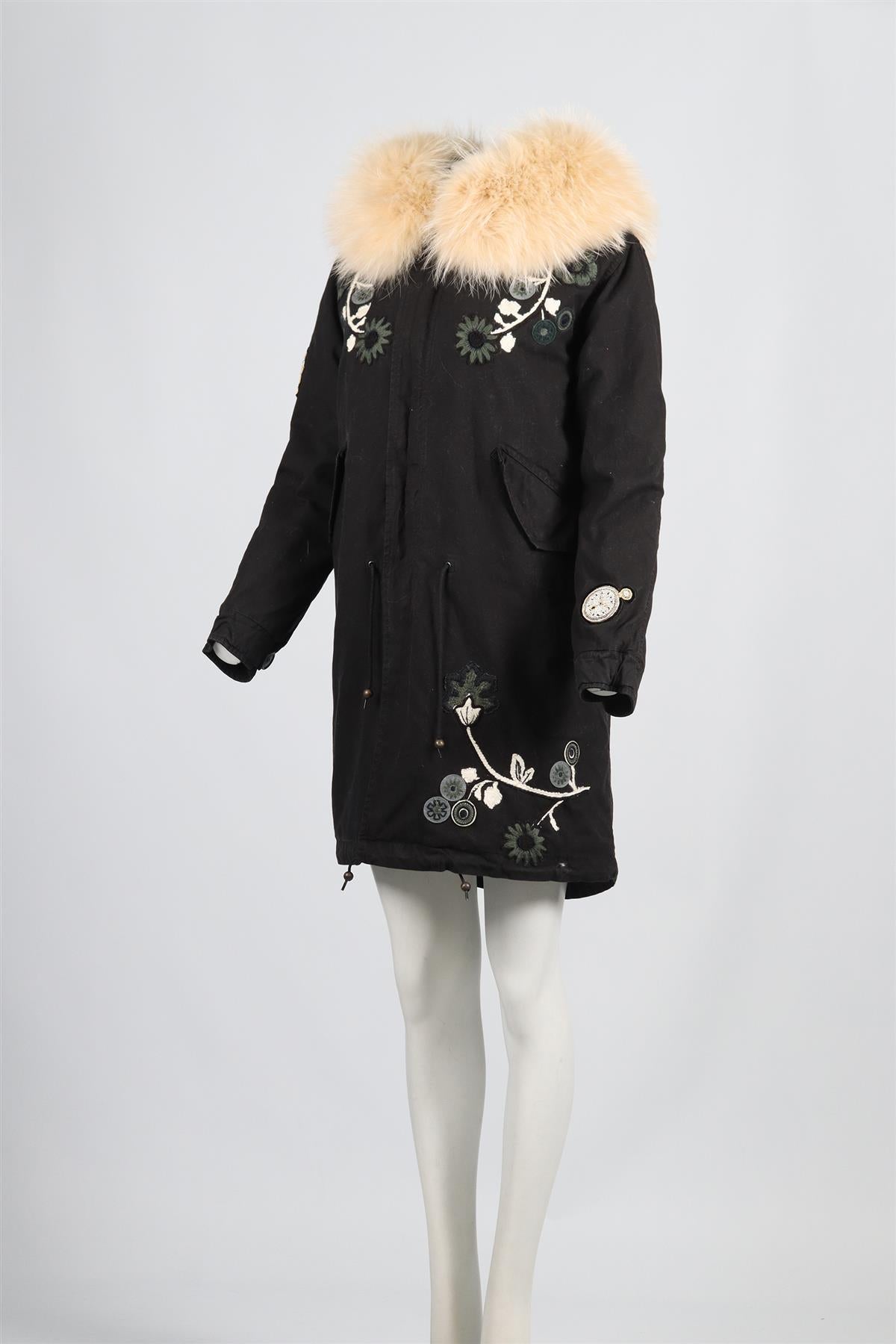 MR & MRS ITALY FOX FUR AND CANVAS COAT XXSMALL