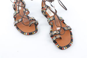 VALENTINO BLACK LEATHER SANDALS EU 37.5 UK 4.5 US 7.5