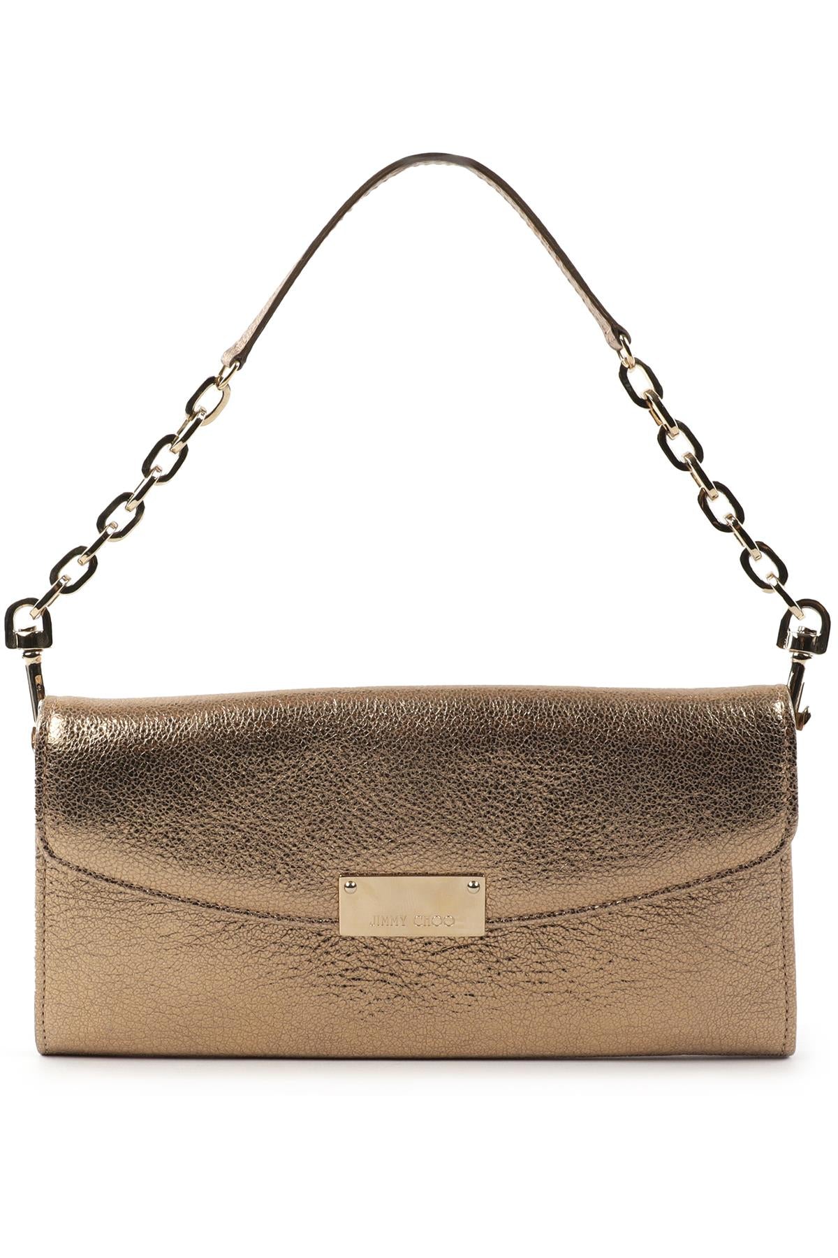 JIMMY CHOO GOLD LEATHER SHOULDER BAG