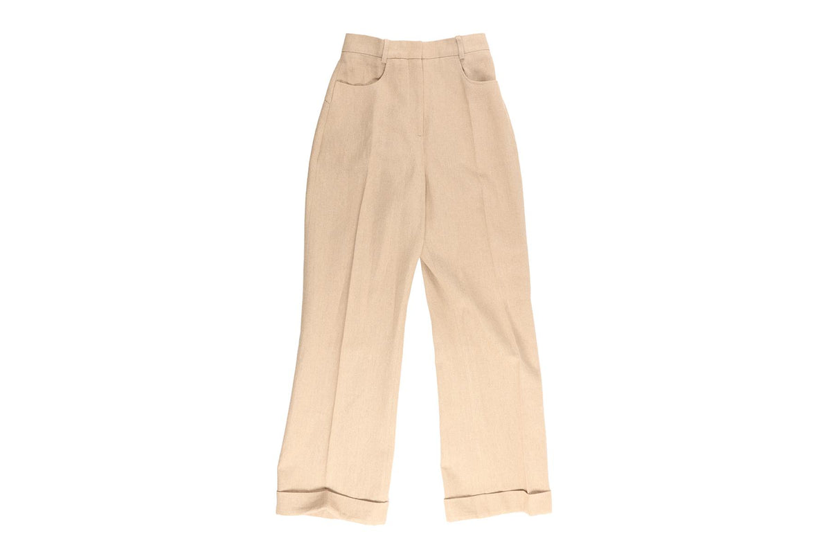 JACQUEMUS BEIGE LINEN STRAIGHT LEG PANTS FR 34 UK 6