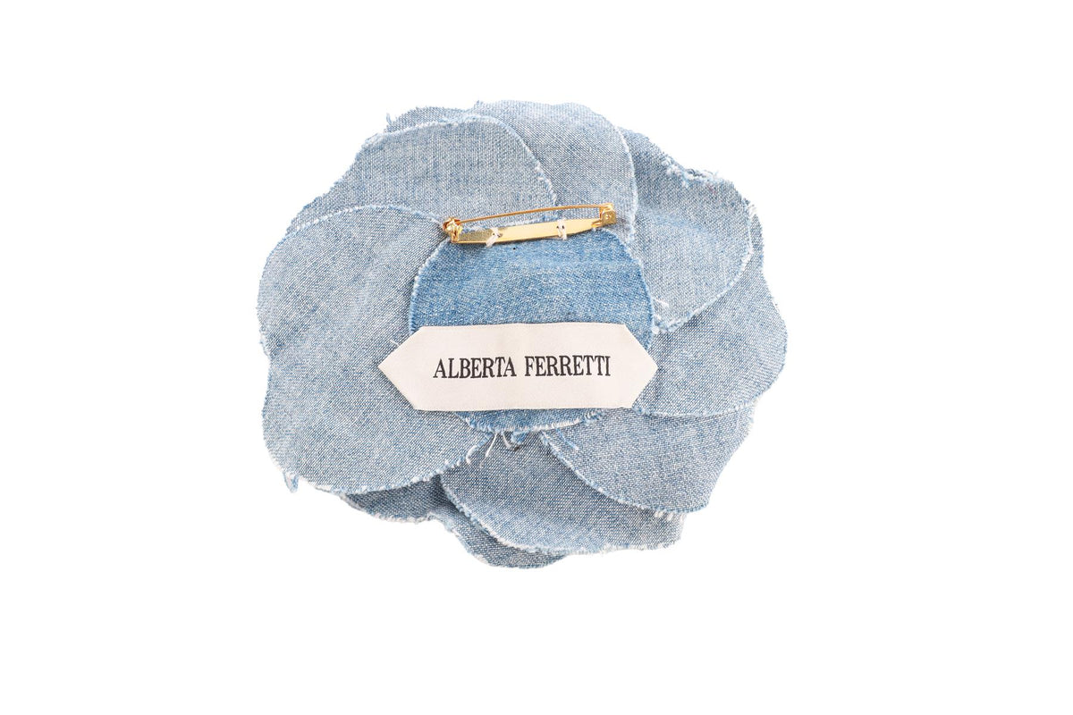 ALBERTA FERRETTI BLUE DENIM BROOCH