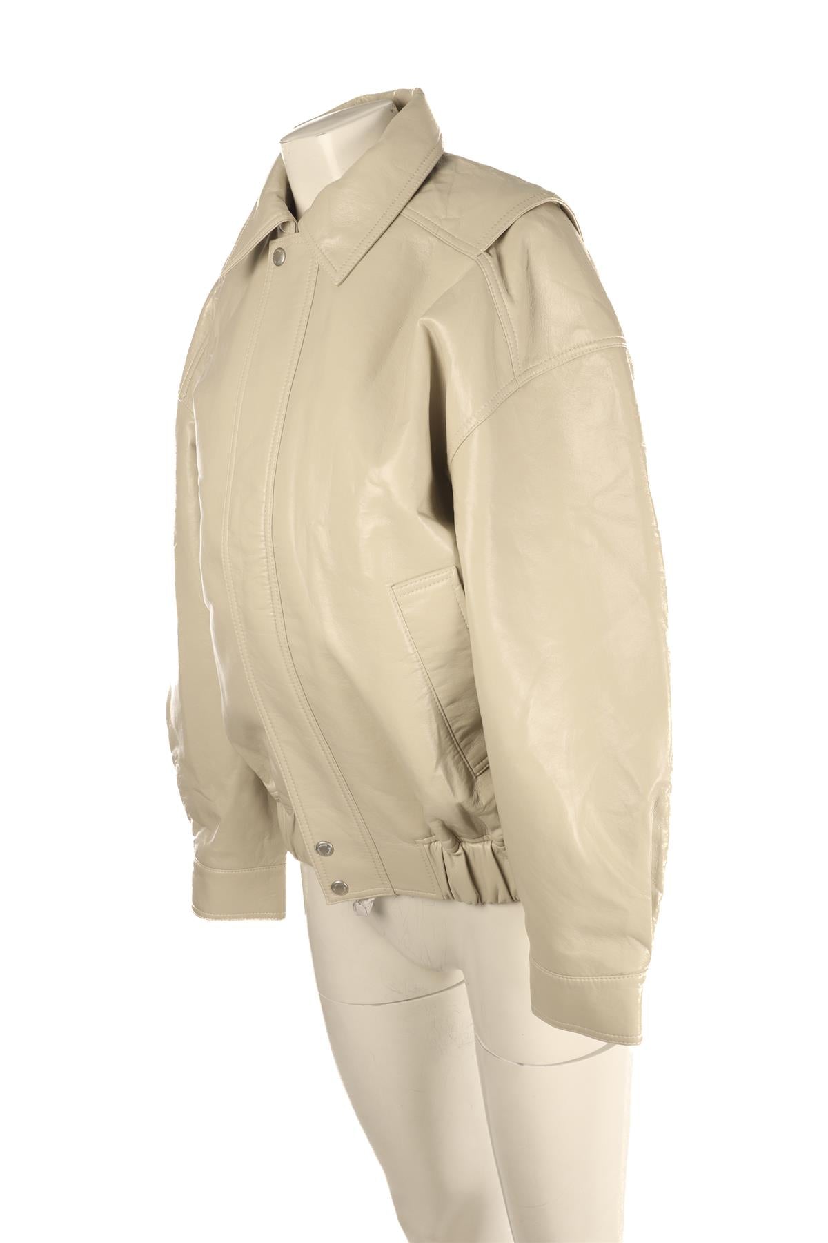 AGOLDE ECRU LEATHER JACKET XSMALL