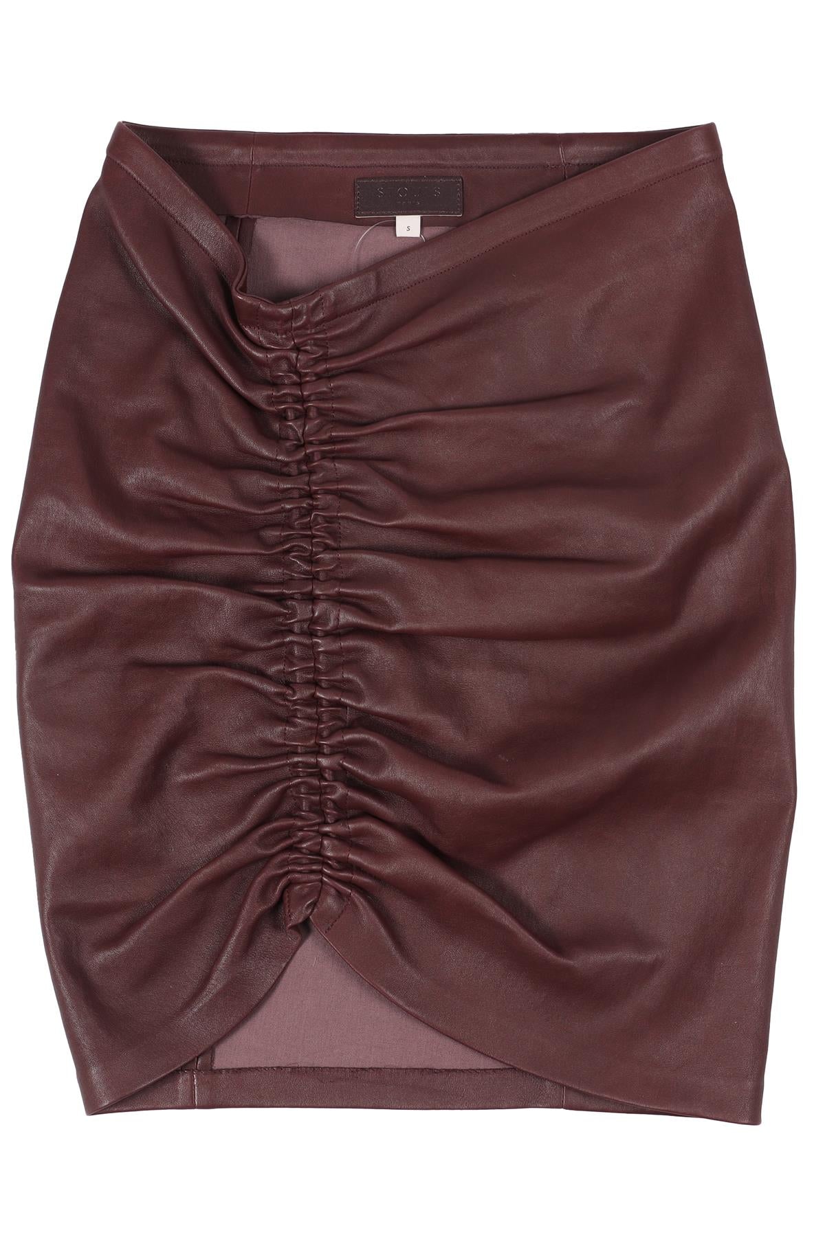 STOULS MAUVE LEATHER MINI SKIRT SMALL