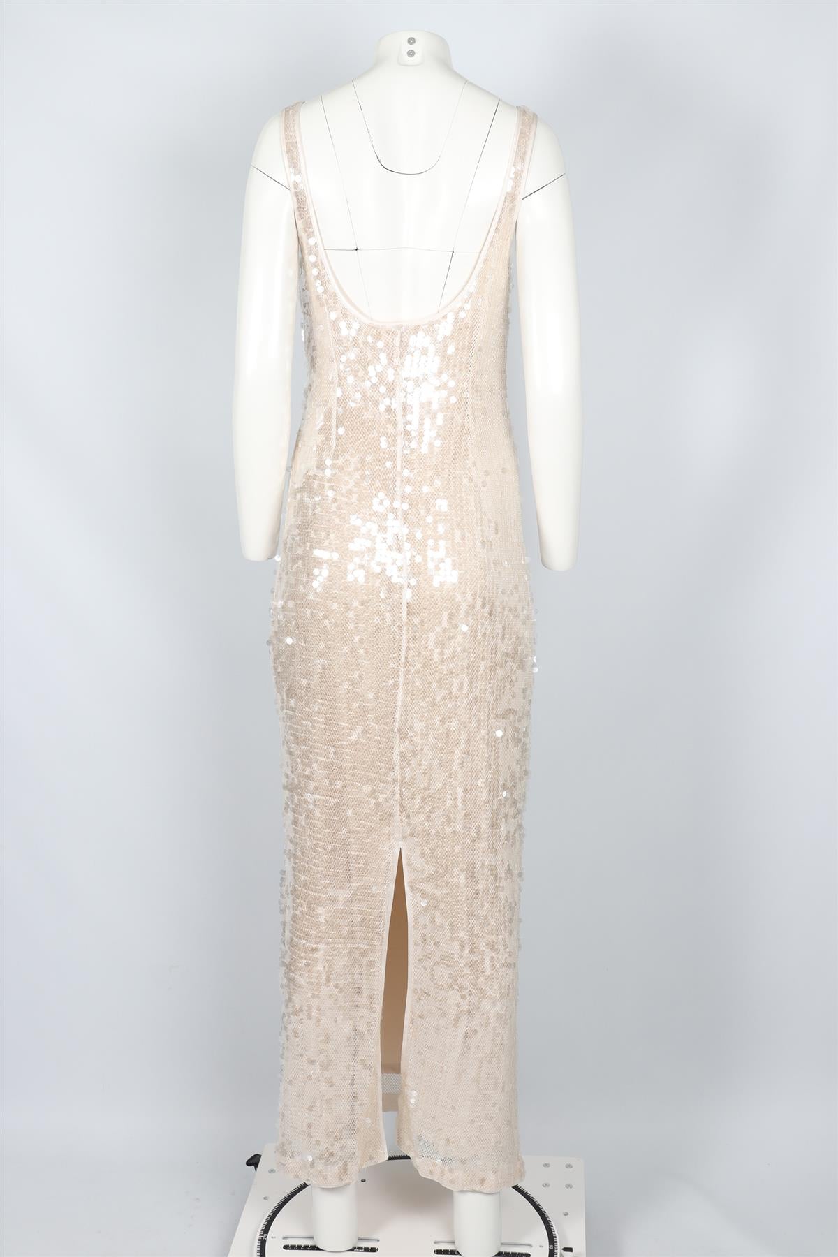 SIMKHAI CREAM SEQUIN MAXI DRESS US 2 UK 6