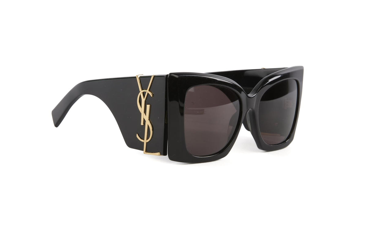 SAINT LAURENT BLACK BLAZE CAT EYE ACETATE SUNGLASSES