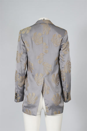 DRIES VAN NOTEN GREY SATIN BLAZER FR 34 UK 6