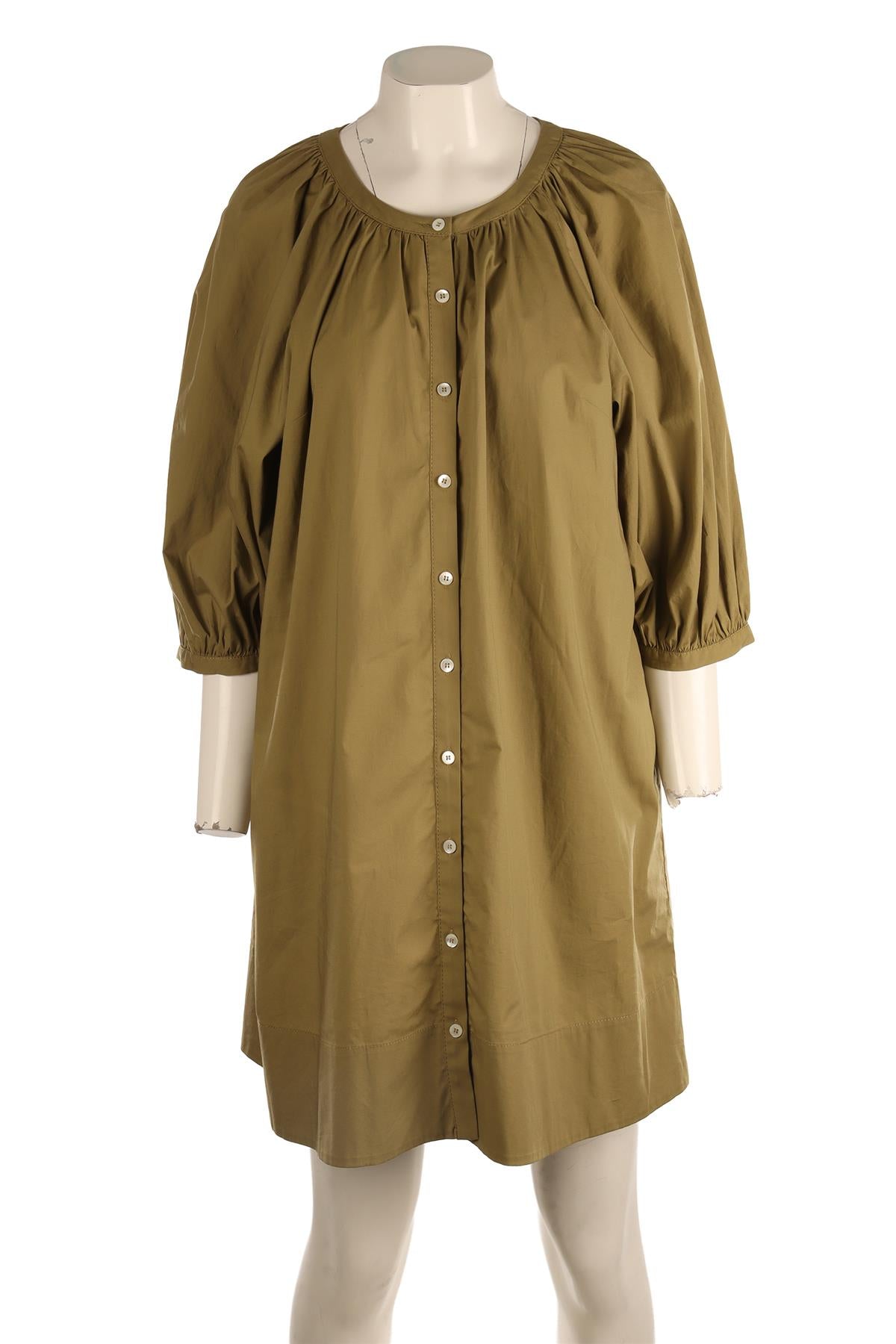 STAUD GREEN COTTON MINI DRESS XLARGE