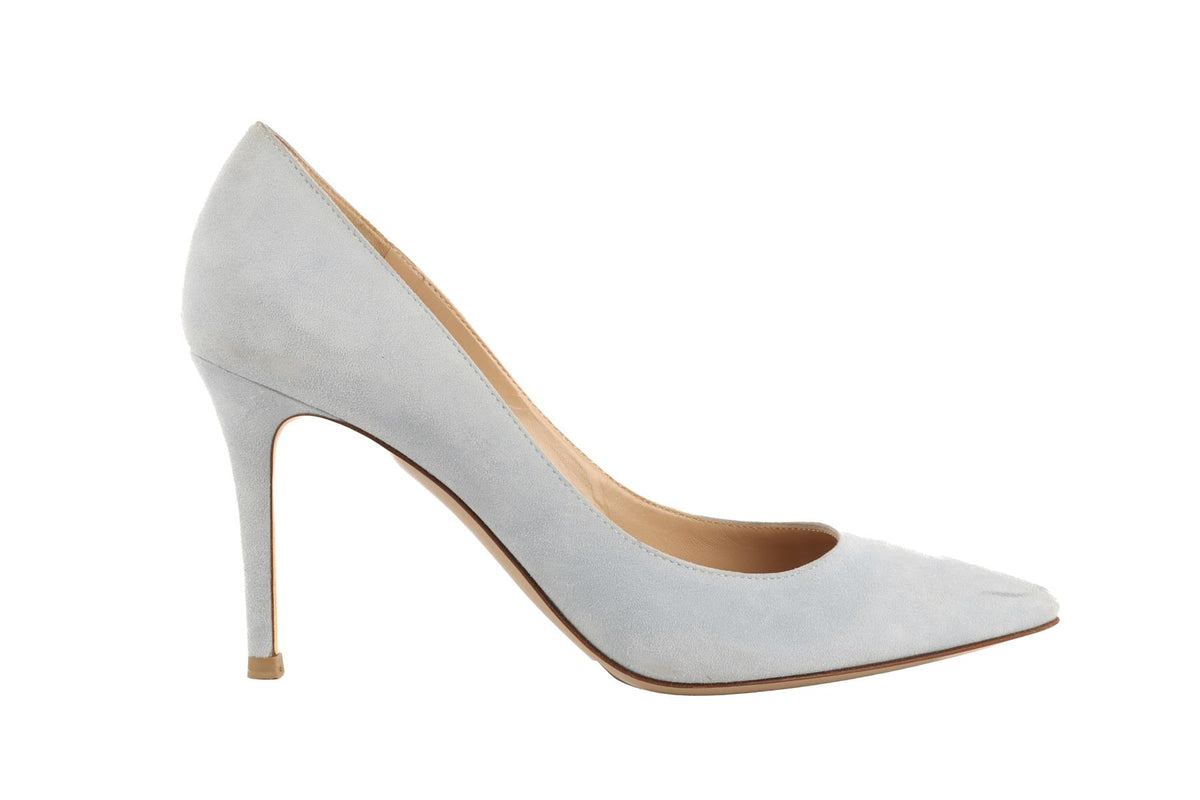 GIANVITO ROSSI BLUE SUEDE PUMPS EU 38 UK 5 US 8