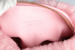 BOTTEGA VENETA PINK JODIE MINI SHEARLING CLUTCH