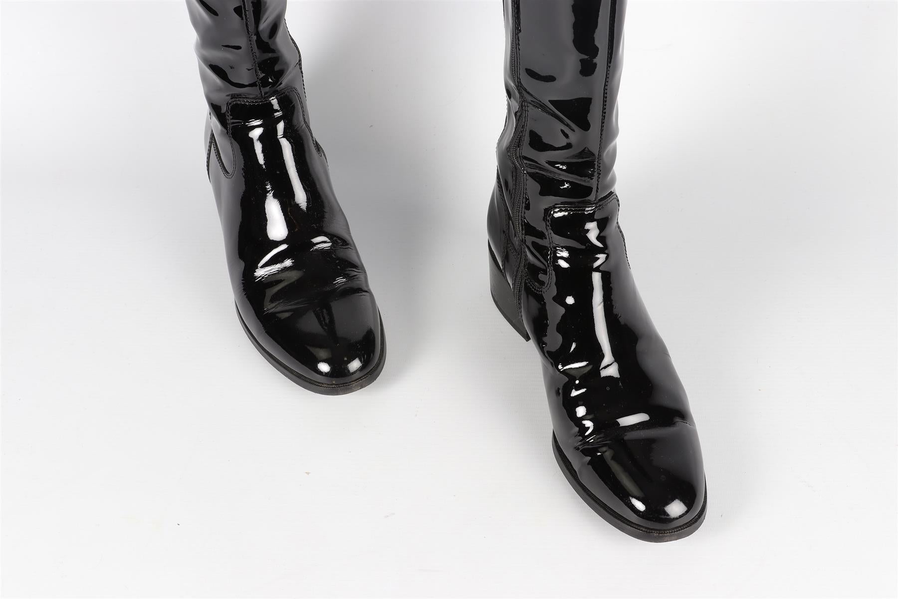 L.K.BENNETT BLACK PATENT LEATHER KNEE HIGH BOOTS EU 39 UK 6 US 9