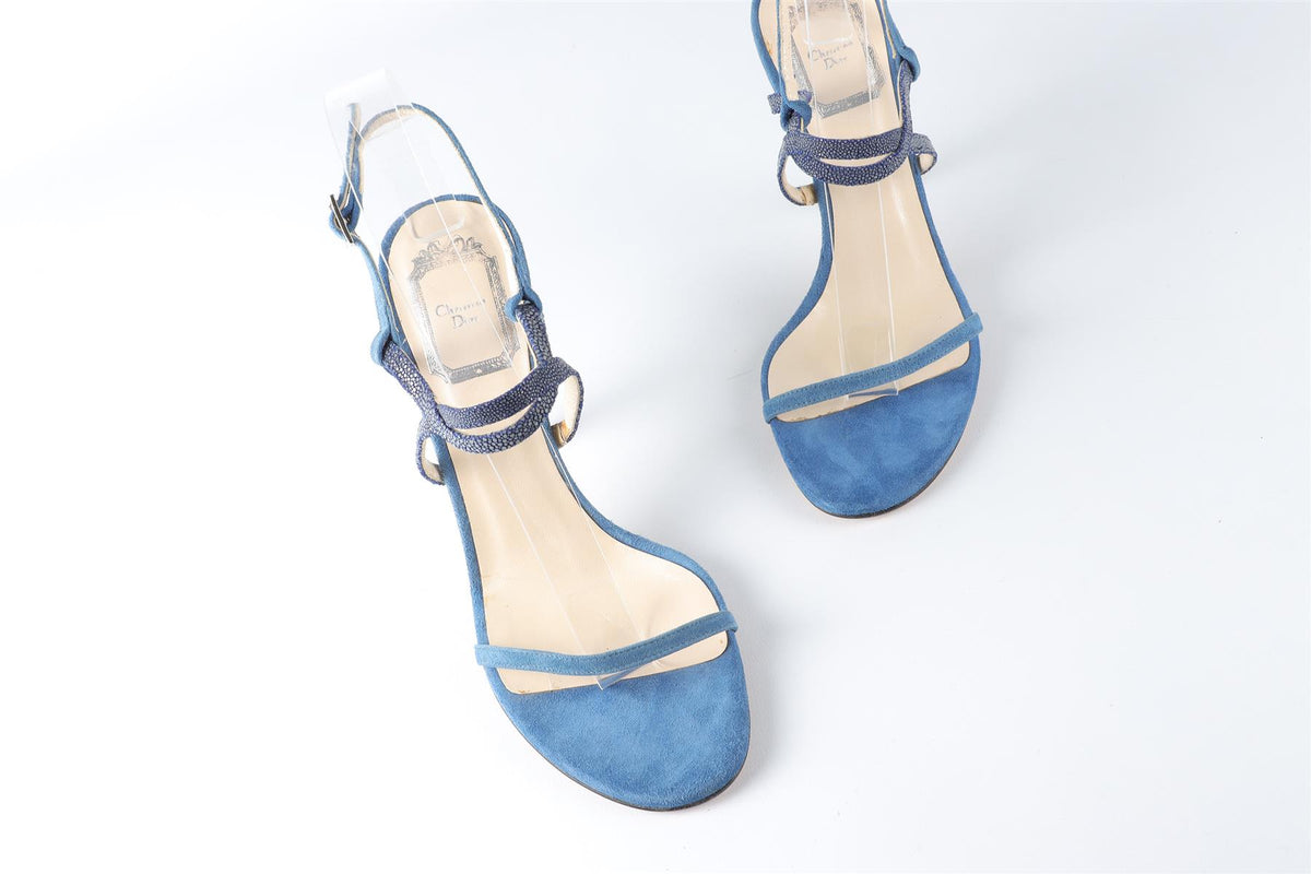 CHRISTIAN DIOR BLUE SUEDE SANDALS EU 36 UK 3 US 6