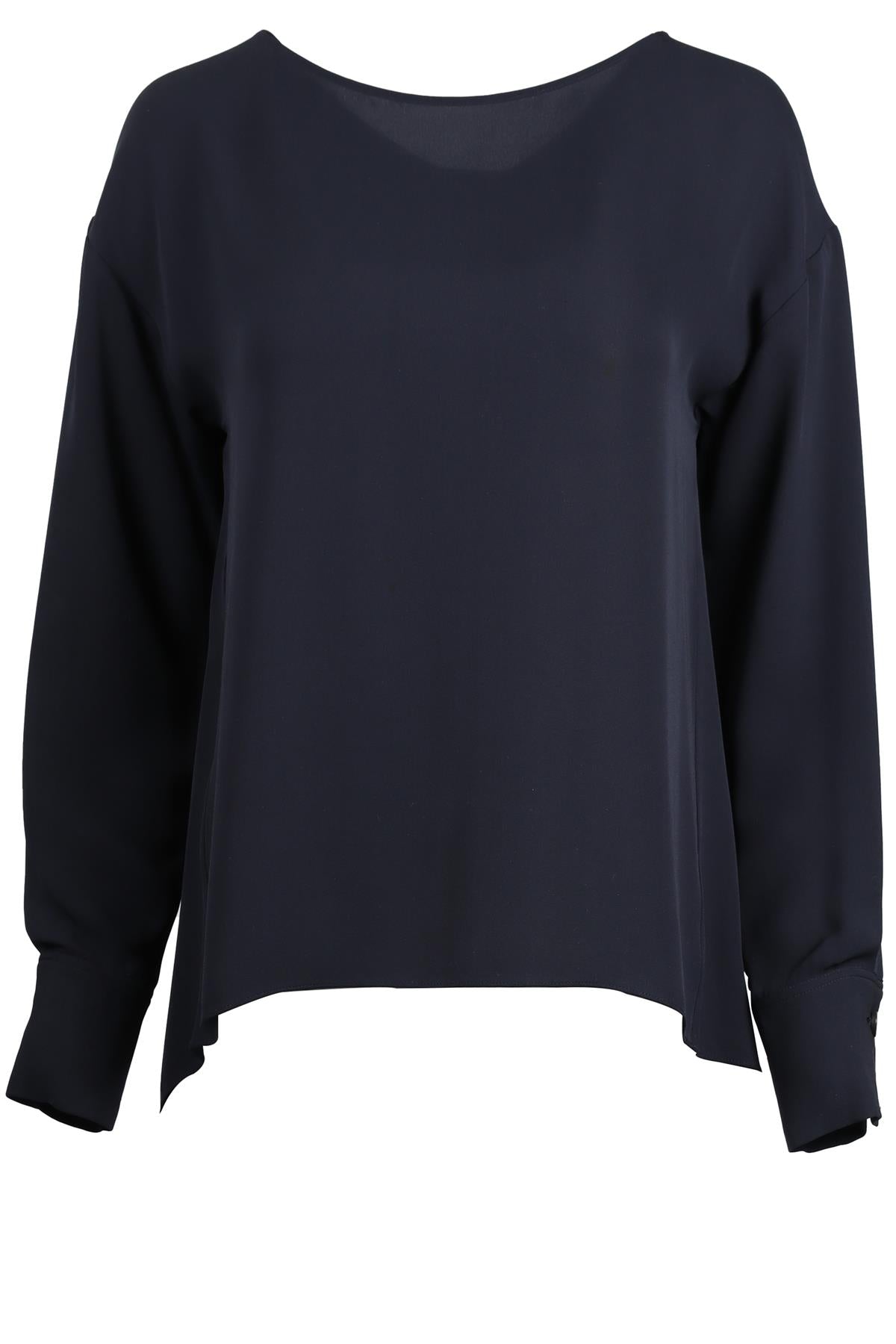 THEORY NAVY SILK TOP XSMALL