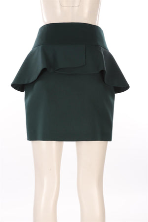 PIERRE BALMAIN GREEN WOOL MINI SKIRT FR 38 UK 10