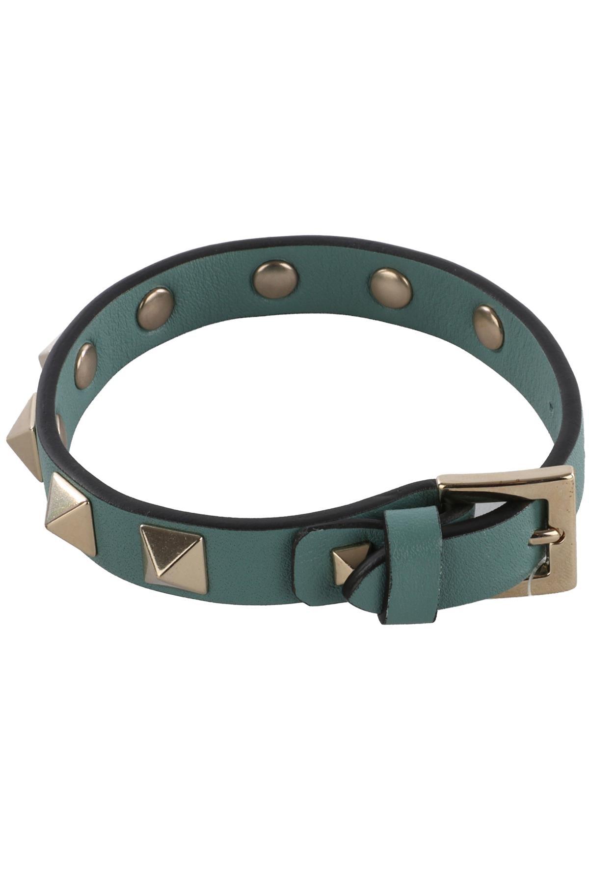VALENTINO GARAVANI BLUE ROCKSTUD LEATHER BRACELET