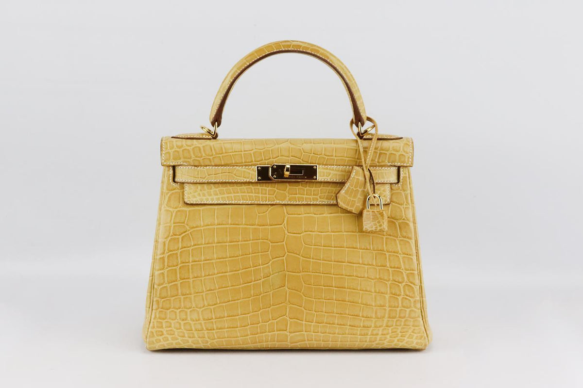 HERMÈS 2014 KELLY RETOURNE 28CM MATTE NILOTICUS CROCODILE LEATHER BAG