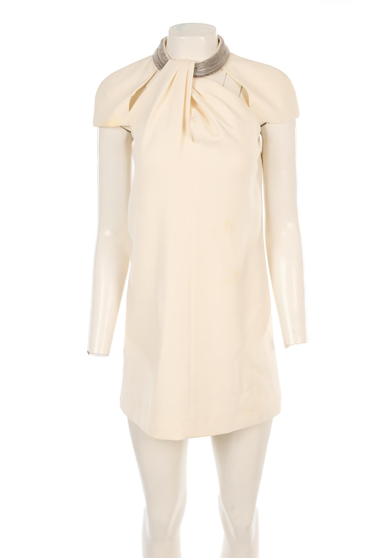 SAINT LAURENT CREAM SILK MIDI DRESS FR 38 UK 10