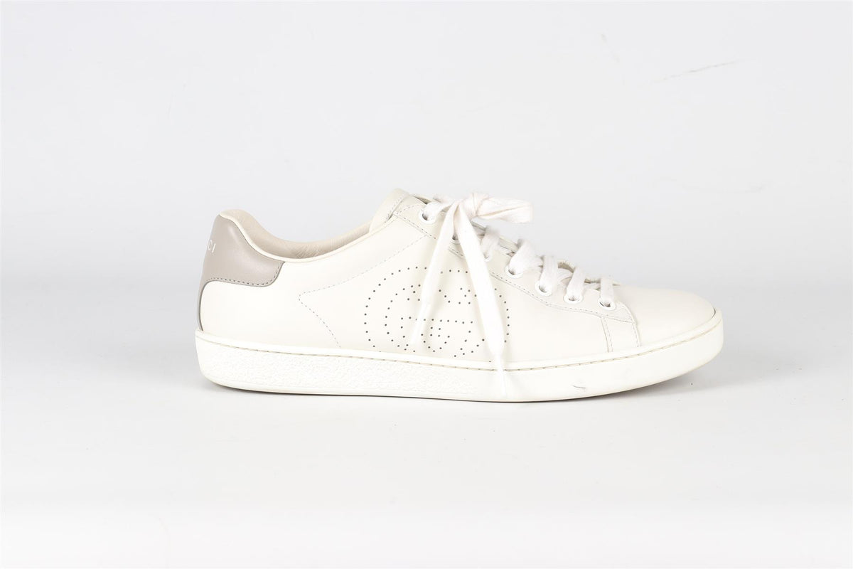 GUCCI WHITE ACE GG LEATHER SNEAKERS EU 38 UK 5 US 8