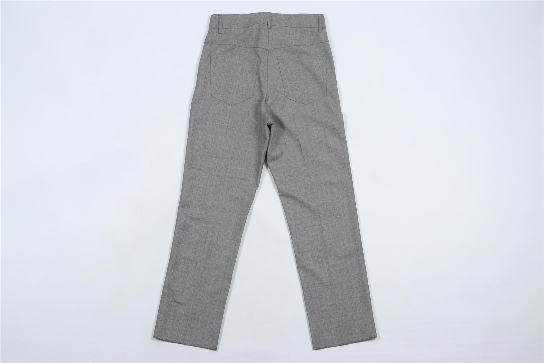 LOEWE GREY WOOL STRAIGHT LEG TROUSERS FR 34 UK 6