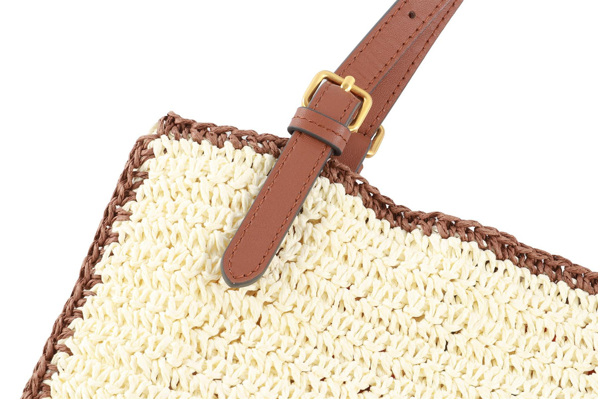 ANYA HINDMARCH CREAM CORN FLAKES RAFFIA TOTE BAG