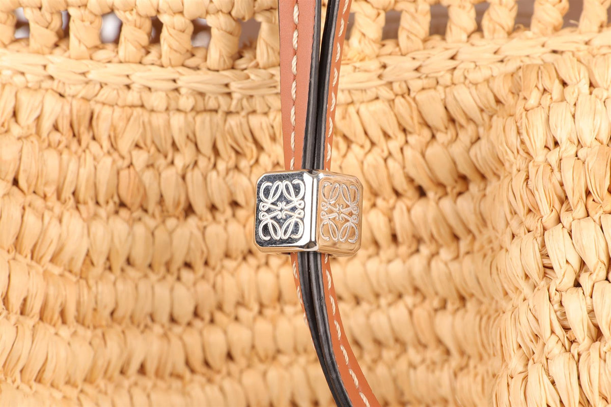 LOEWE X PAULA'S IBIZA BEIGE BALLOON RAFFIA SHOULDER BAG