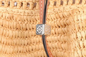 LOEWE X PAULA'S IBIZA BEIGE BALLOON RAFFIA SHOULDER BAG