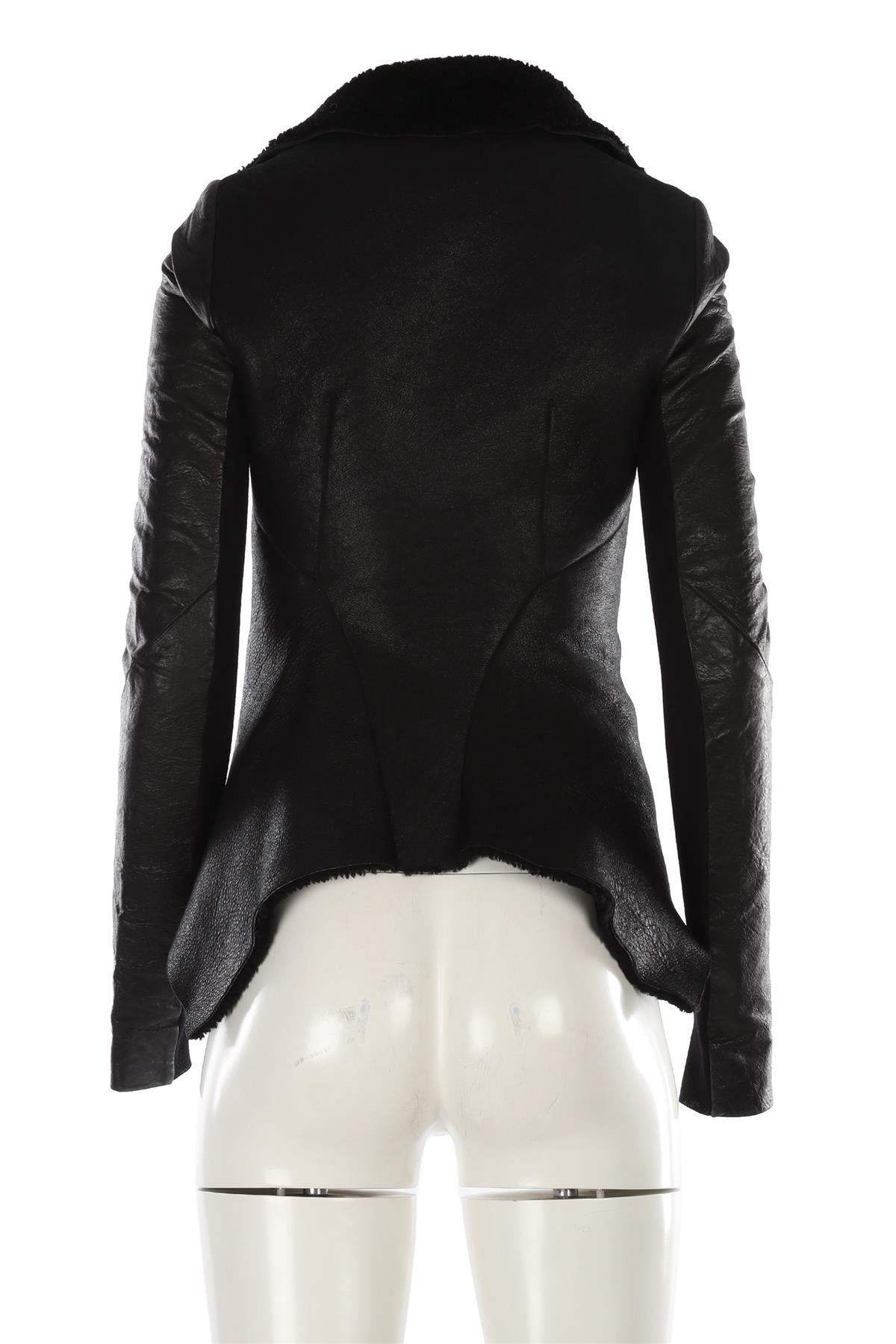 RICK OWENS BLACK SHEARLING JACKET IT 38 UK 6