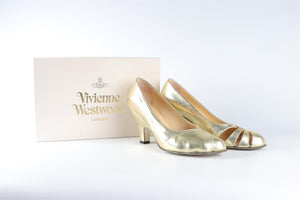 VIVIENNE WESTWOOD GOLD LEATHER PUMPS EU 38.5 UK 5.5 US 8.5