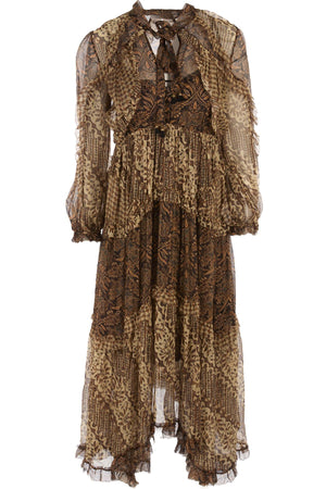 ZIMMERMANN BROWN CREPE MAXI DRESS UK 10