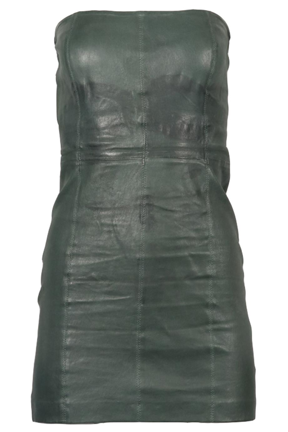 SPRWMN STRAPLESS LEATHER MINI DRESS MEDIUM