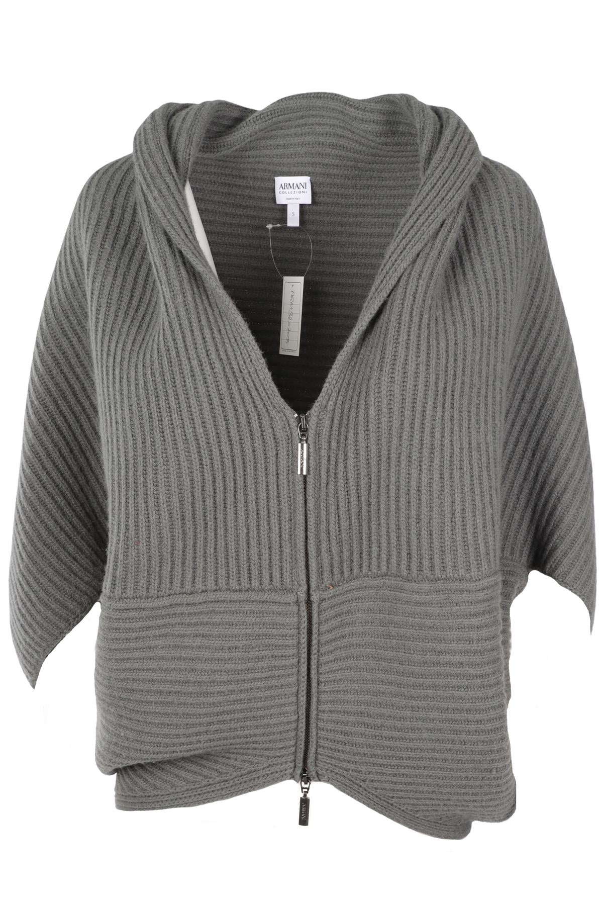 ARMANI COLLEZIONI GREY WOOL CARDIGAN SMALL