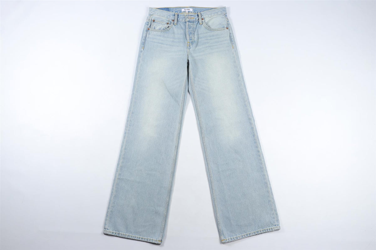 RE/DONE BLUE HIGH RISE WIDE LEG JEANS W25 UK 6-8