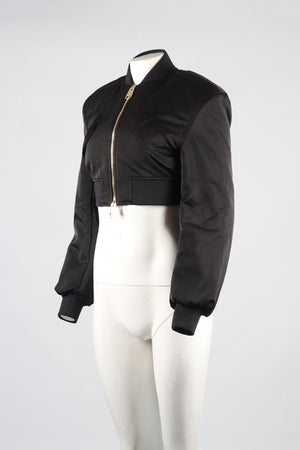 KHAITE CROPPED SATIN BOMBER JACKET XSMALL