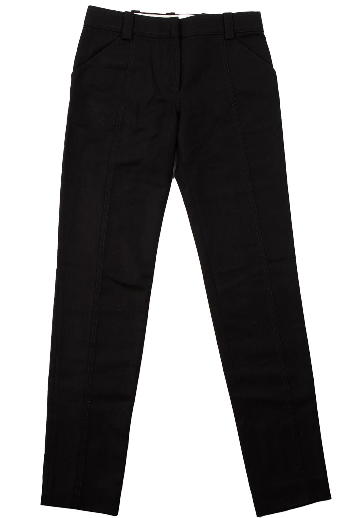 PROENZA SCHOULER BLACK WOOL STRAIGHT LEG PANTS XSMALL