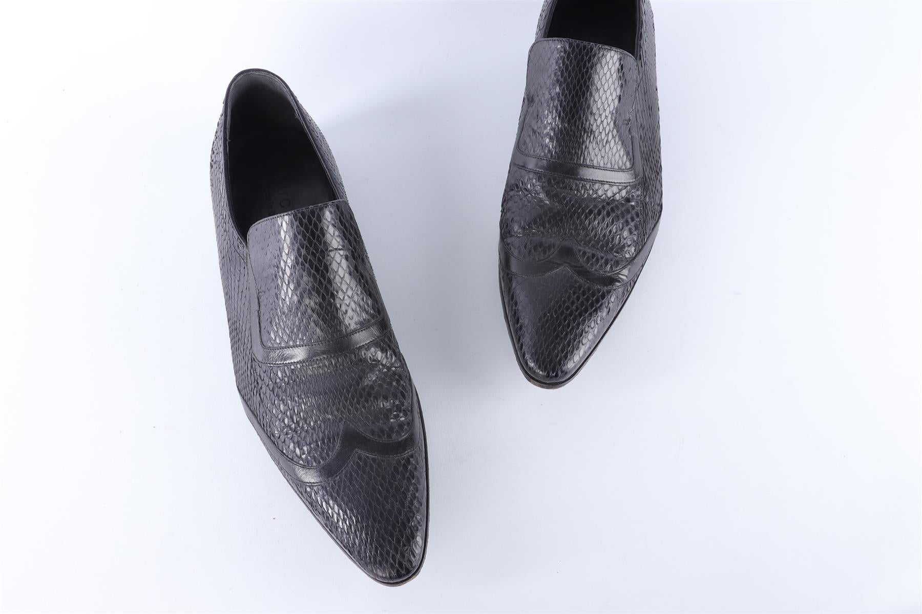 GUCCI MEN'S BLACK SNAKESKIN LOAFERS EU 43 UK 9 US 10