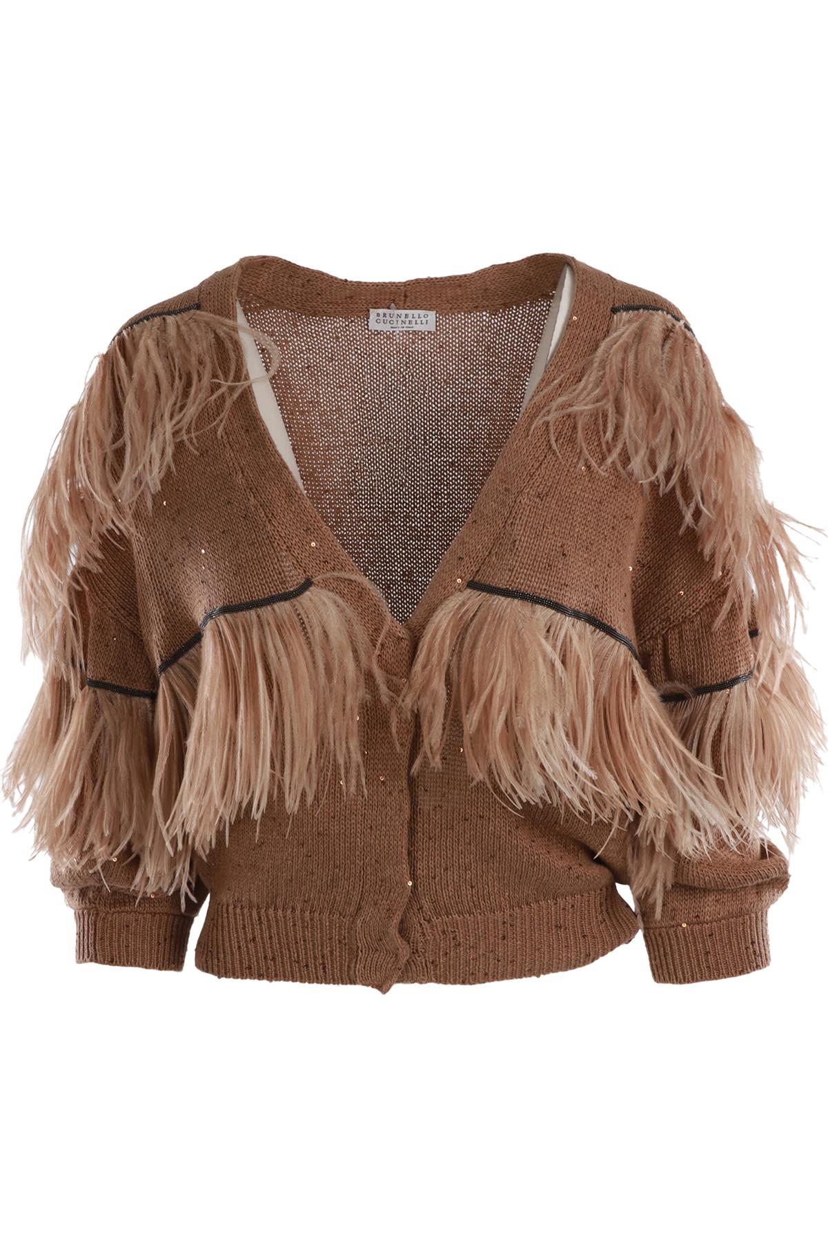 BRUNELLO CUCINELLI BROWN COTTON CARDIGAN XSMALL