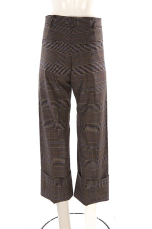 SEA GREY WOOL WIDE LEG PANTS US 4 UK 8