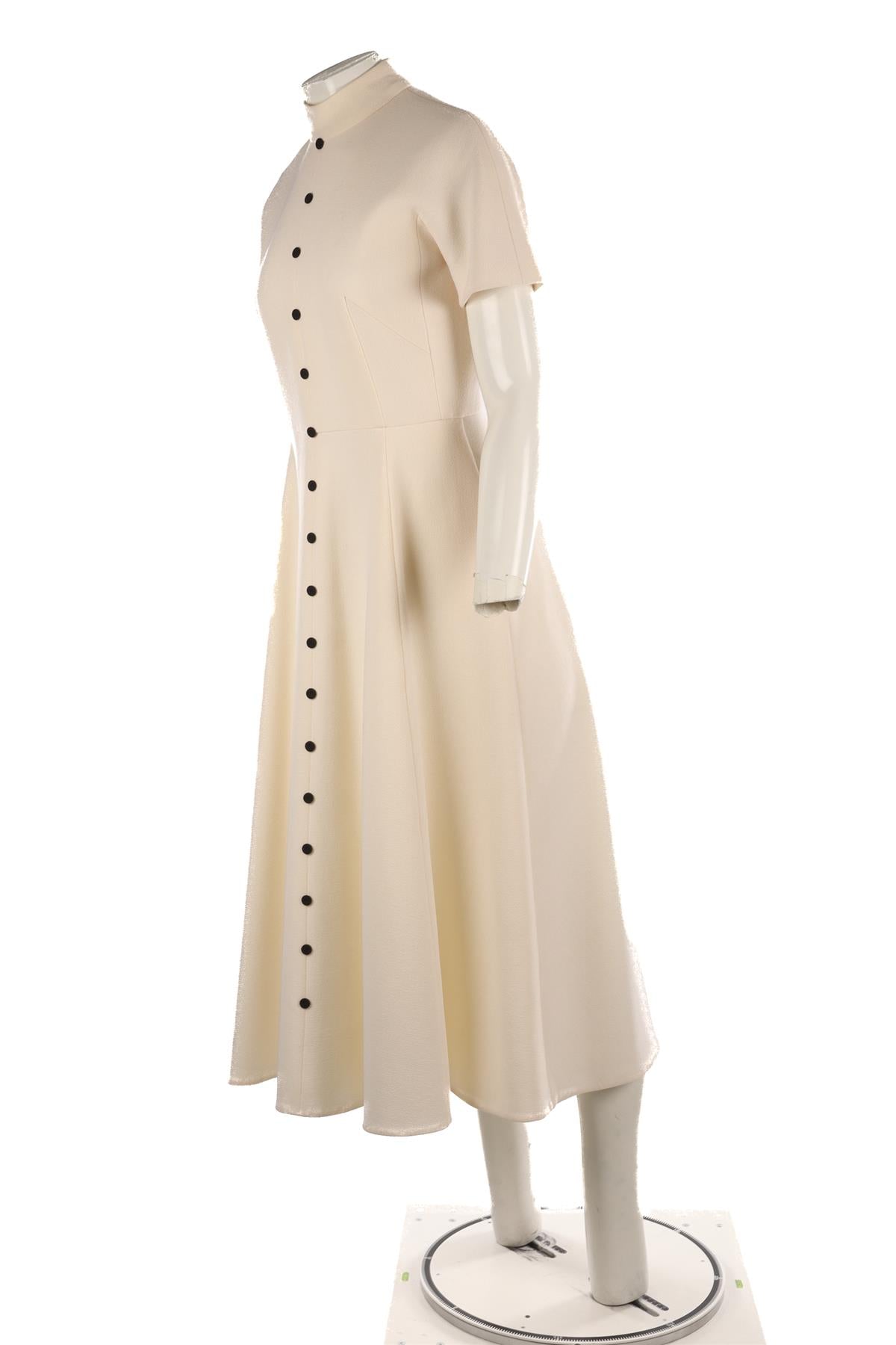 EMILIA WICKSTEAD CREAM CREPE MIDI DRESS UK 14