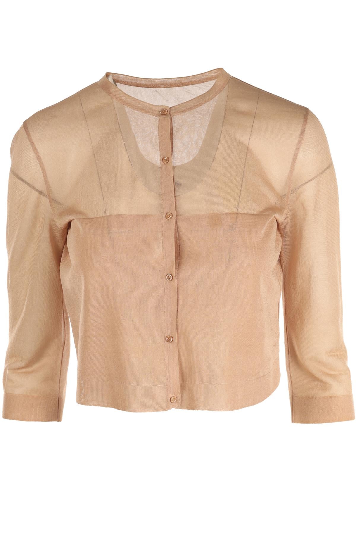 ALAÏA NUDE KNIT CARDIGAN FR 38 UK 10