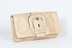 TOD'S BEIGE PYTHON AND LEATHER CLUTCH