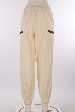 GUCCI CREAM COTTON TAPERED PANTS MEDIUM