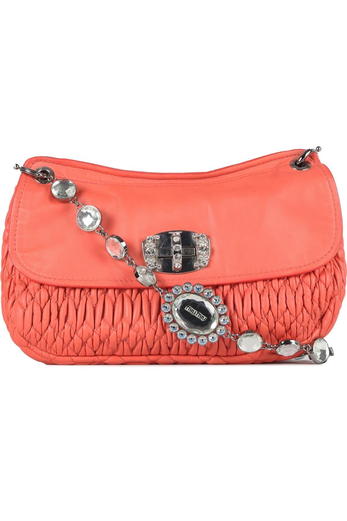MIU MIU CORAL MATELASSÉ LEATHER SHOULDER BAG