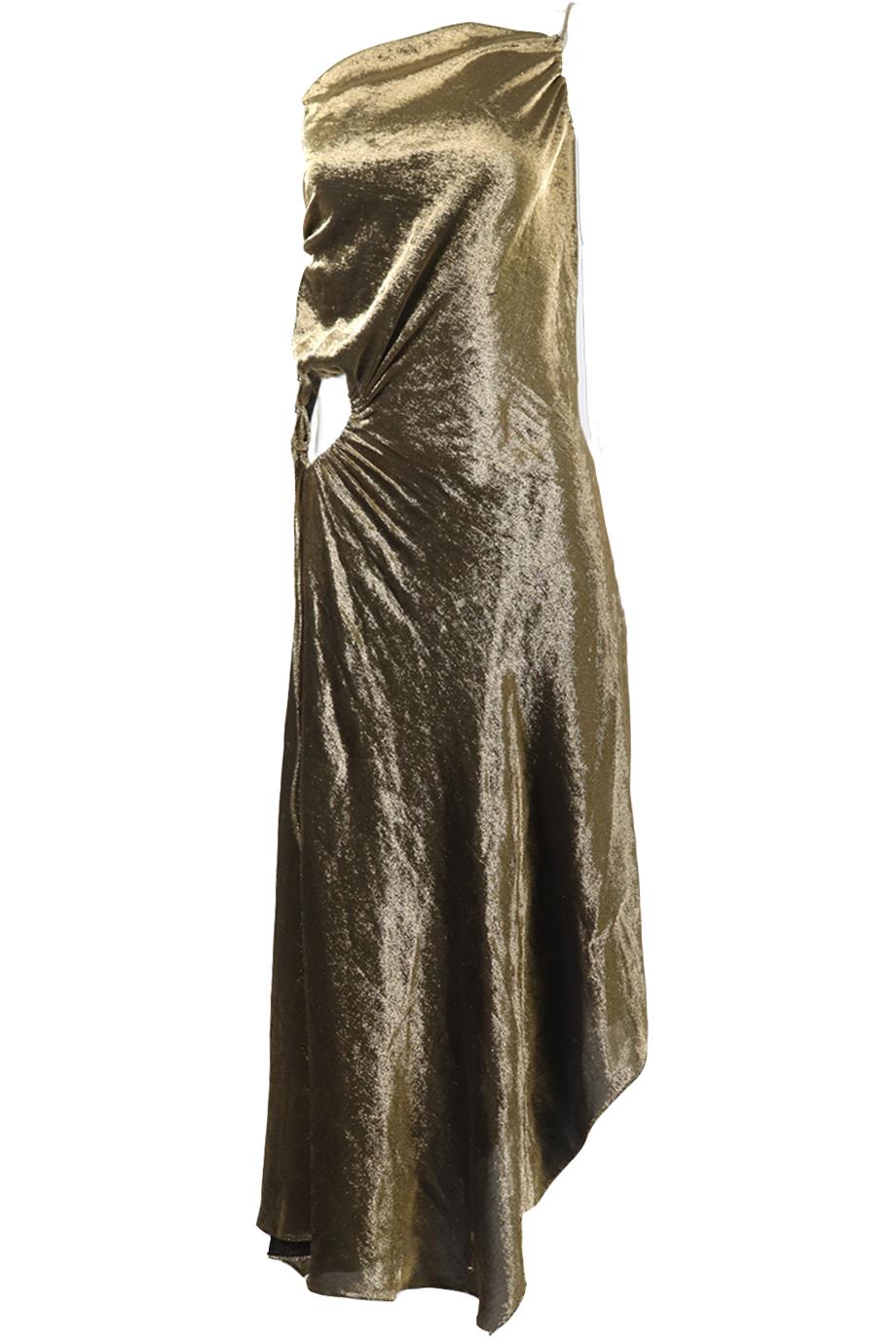 JUAN CARLOS OBANDO DRAPED SILK MAXI DRESS US 2 UK 6