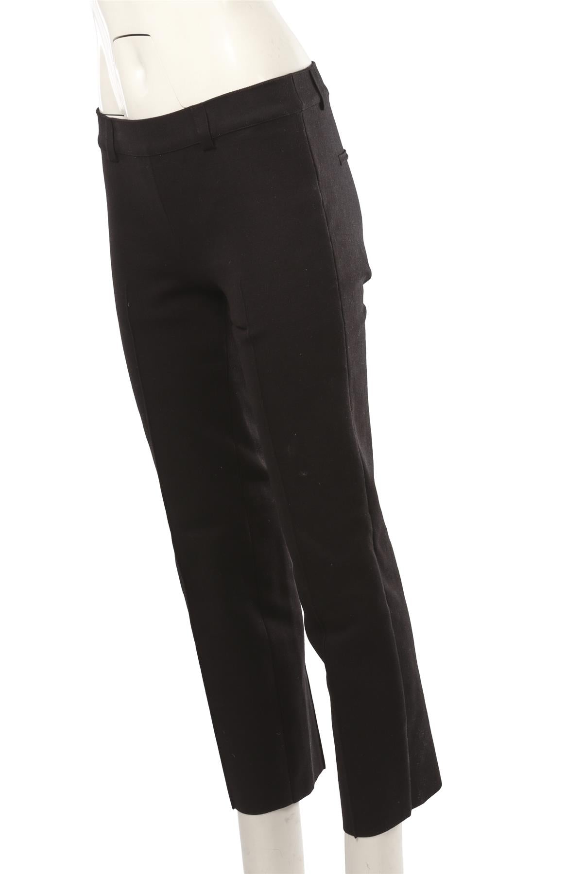 BLACK COTTON STRAIGHT LEG PANTS
