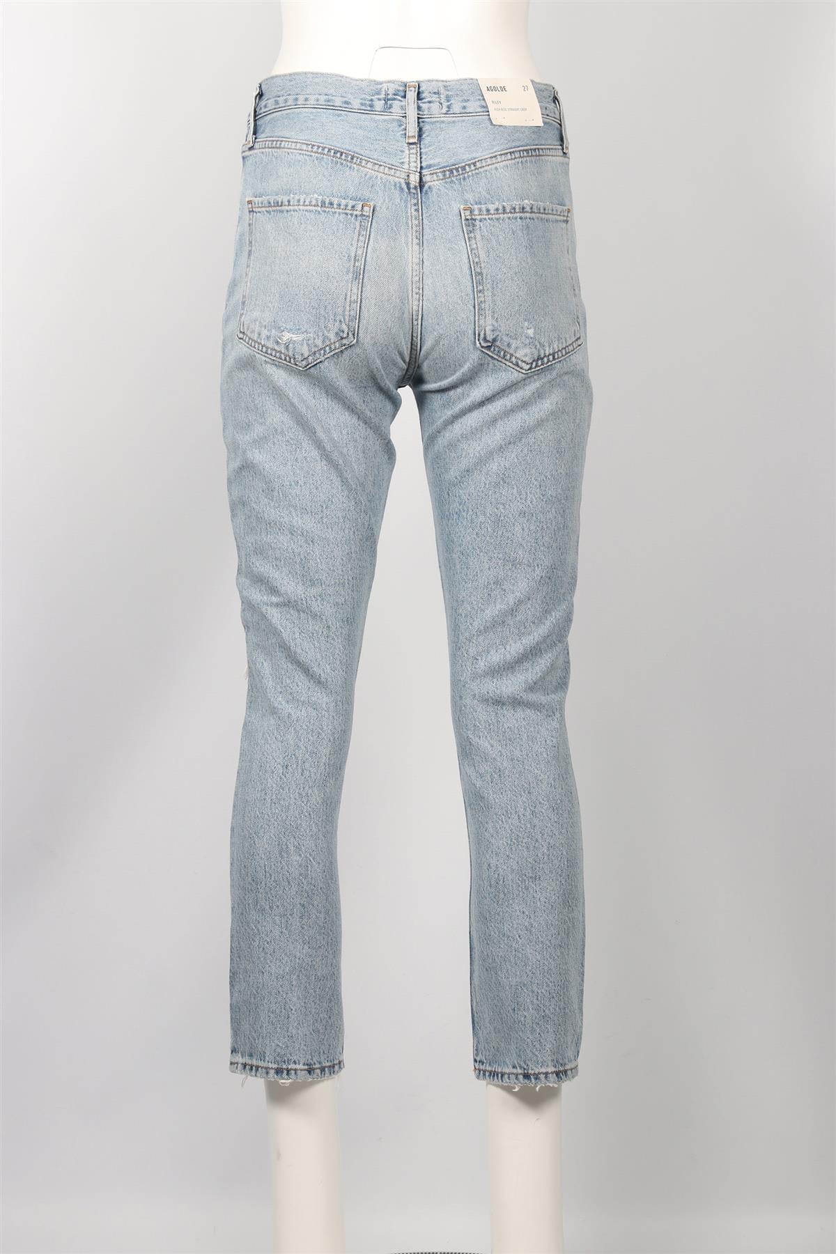 AGOLDE BLUE HIGH RISE STRAIGHT LEG JEANS W27 UK 8-10