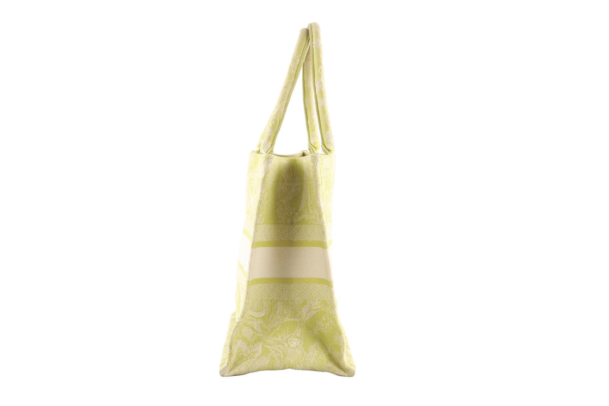 CHRISTIAN DIOR GREEN BOOK MEDIUM TOILE DE JOUY CANVAS TOTE BAG